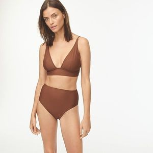 J.Crew High-cut Waist Bikini Bottom in Dark Twig + free beauty sample!